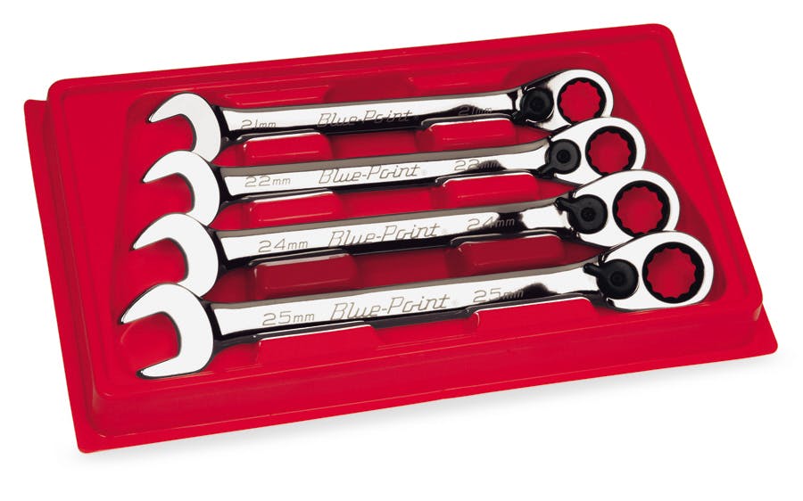 4 pc 12-Point Metric 15° Offset Ratcheting Combination Wrench Set (21–25) (Blue-Point®) | BOERM704 4 pc 12-Point Metric 15° Offset Ratcheting Combination Wrench Set (21–25) (Blue-Point®) | BOERM704